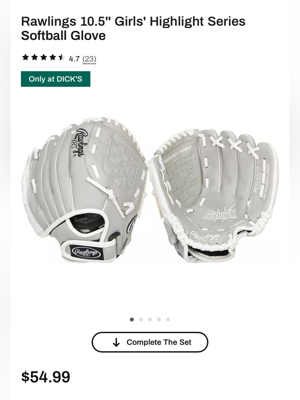 Rawlings 10.5” Girls’ Softball Glove